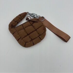 Quilted Puffer Wristlet Keychain - Brown